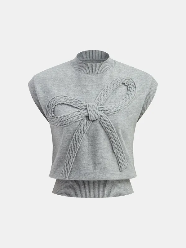 Bow Detail Knitted Vest sold by COMMENSE