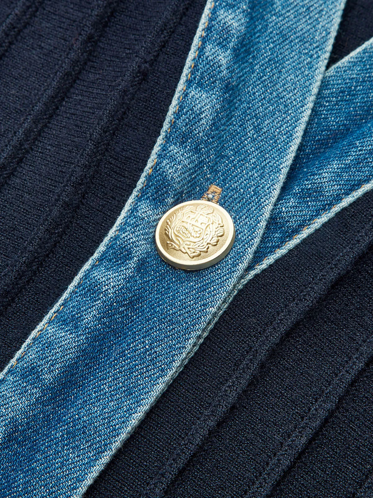 Denim Trim Knitted Peplum Cardigan sold by COMMENSE product image thumbnail 3