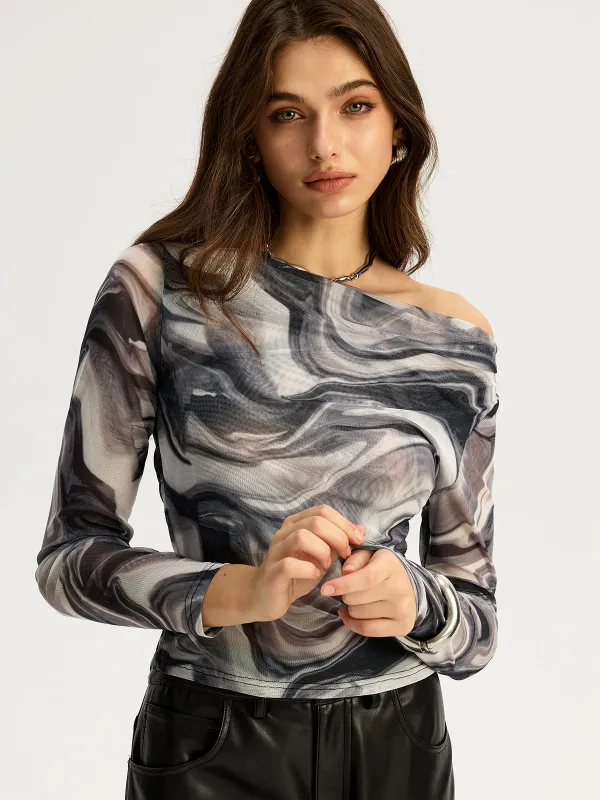 Stormy Mesh Off Shoulder Top sold by COMMENSE