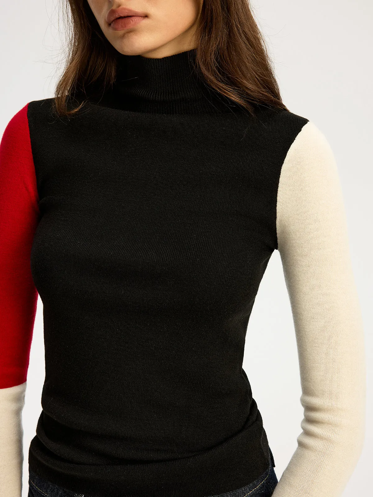 High Neck Color Block Sweater sold by COMMENSE product image thumbnail 5