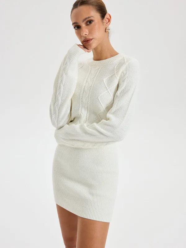Cable Knit Crewneck Sweater Dress sold by COMMENSE