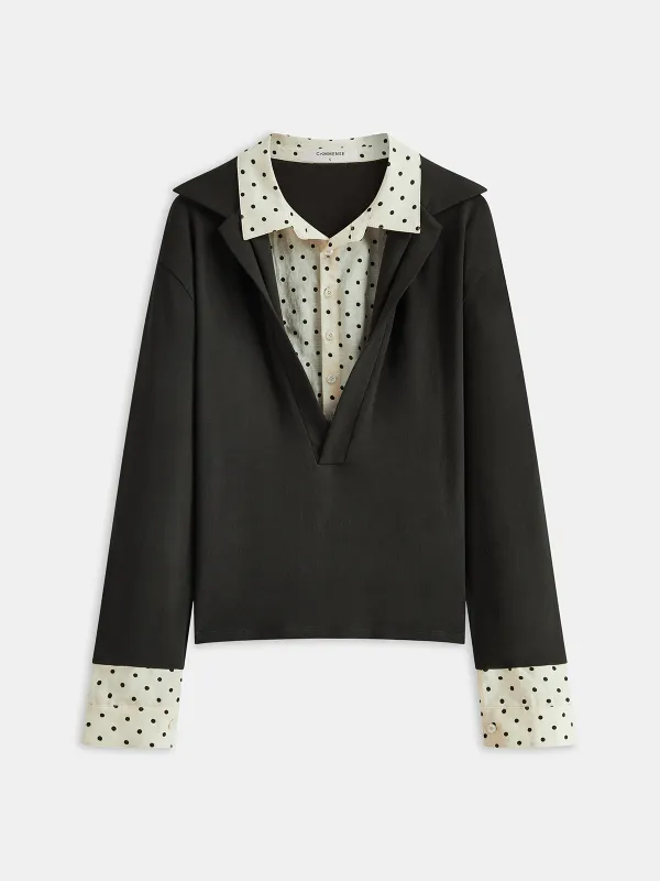 2 in 1 Polka Dot Contrast Bouse sold by COMMENSE