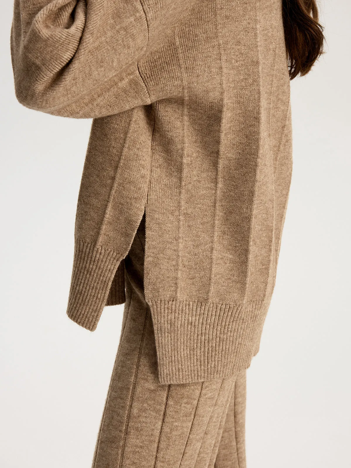 Soft Wide Rib Exposed Seam Jumper And Wide Leg Co-ord sold by COMMENSE product image thumbnail 4