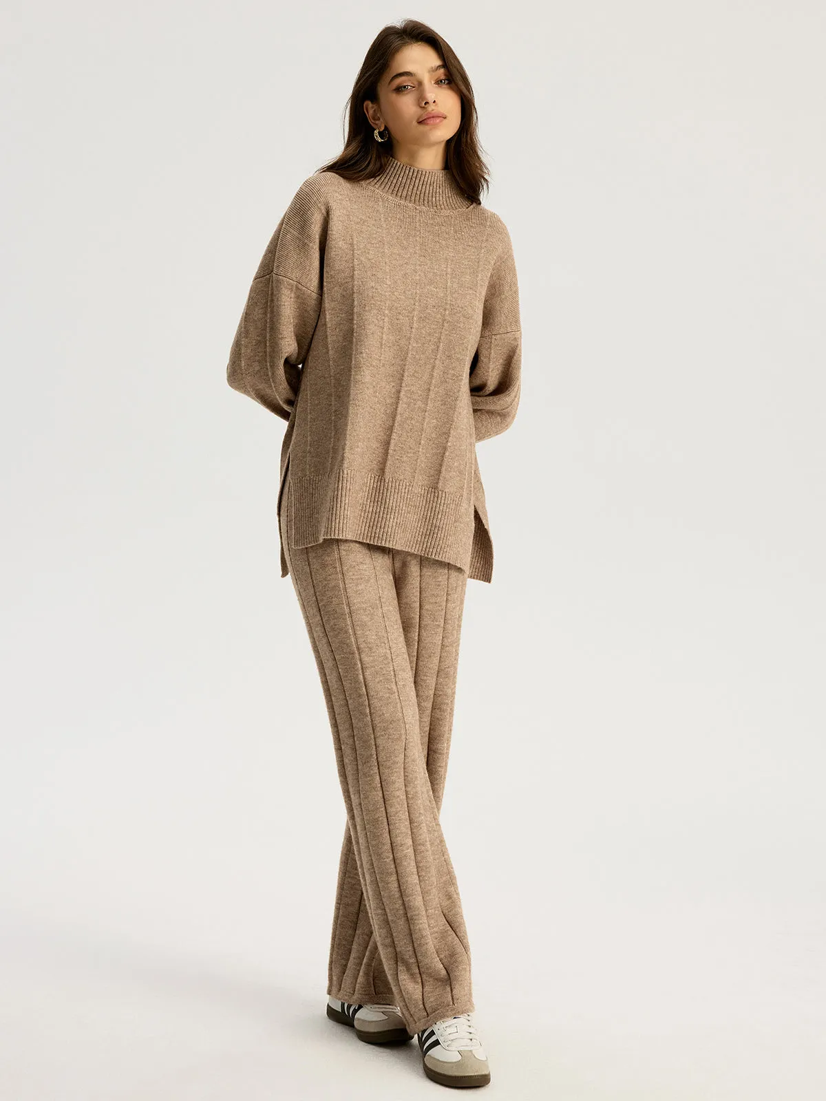 Soft Wide Rib Exposed Seam Jumper And Wide Leg Co-ord sold by COMMENSE product image thumbnail 2