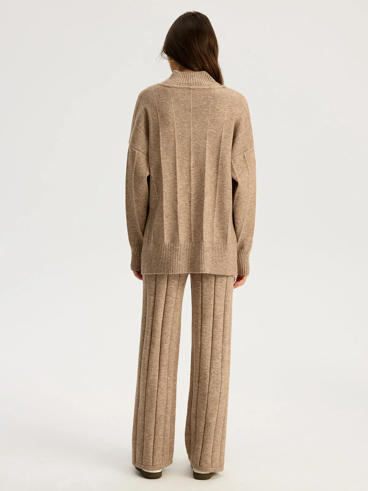 Soft Wide Rib Exposed Seam Jumper And Wide Leg Co-ord sold by COMMENSE product image thumbnail 3