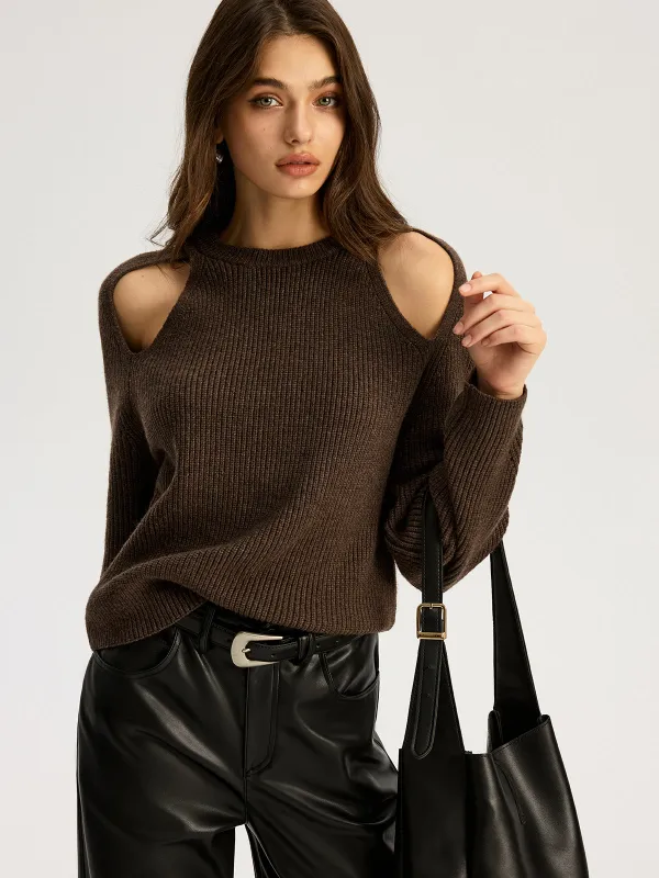 Cut-out Ribbed Knit Sweater sold by COMMENSE