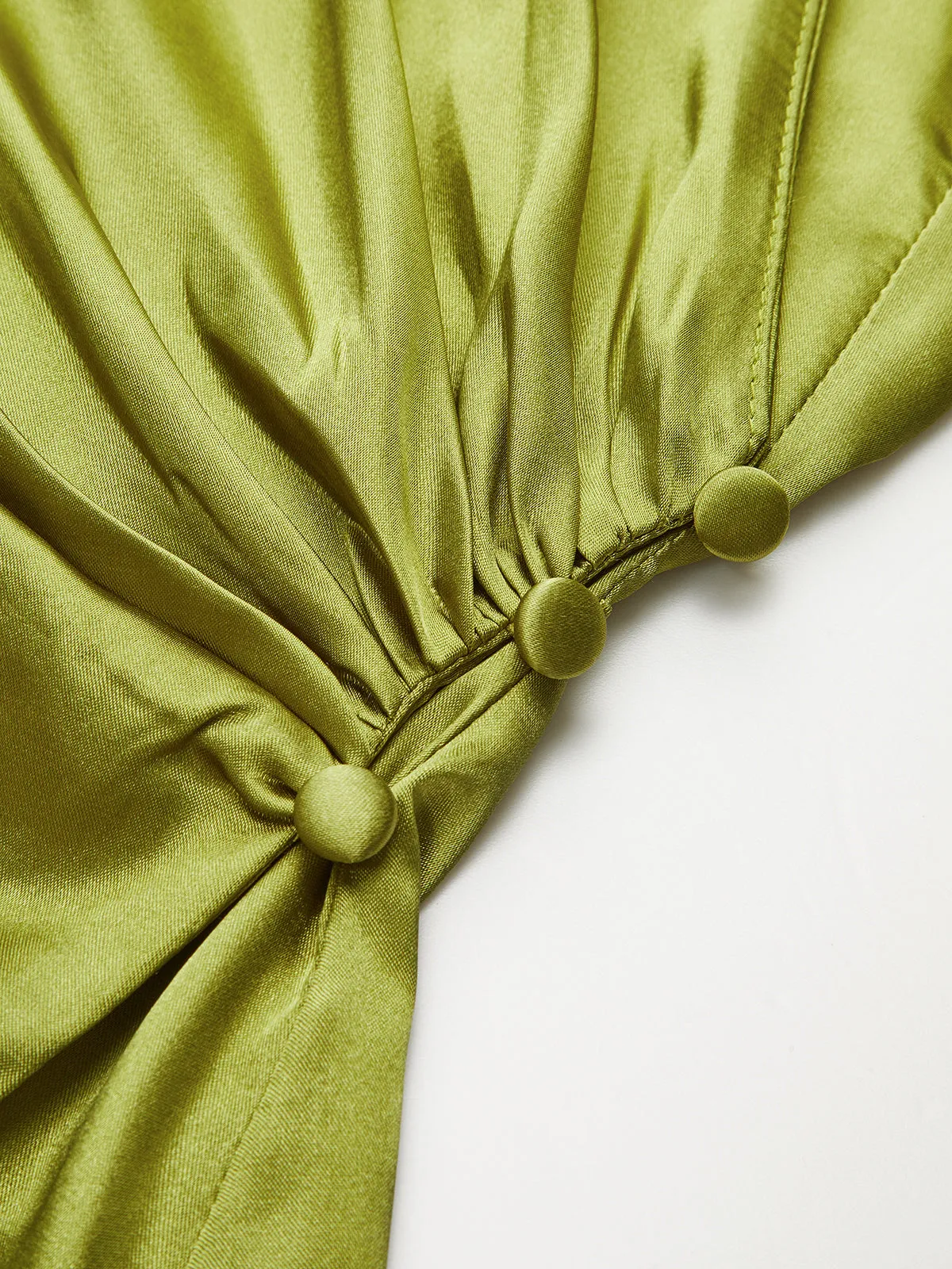 Satin Asymmetrical Collar Wrap Shirt with Side Buttons sold by COMMENSE product image thumbnail 4