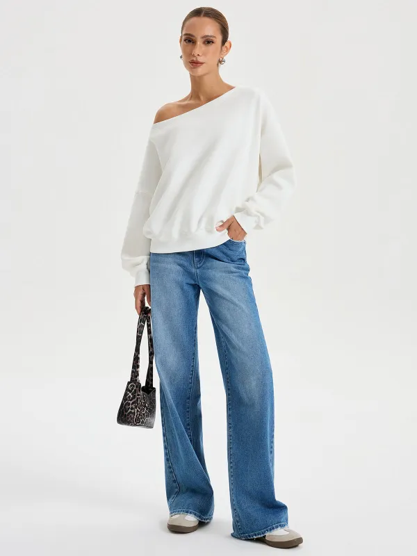 Off-Shoulder Oversized Sweatshirt sold by COMMENSE