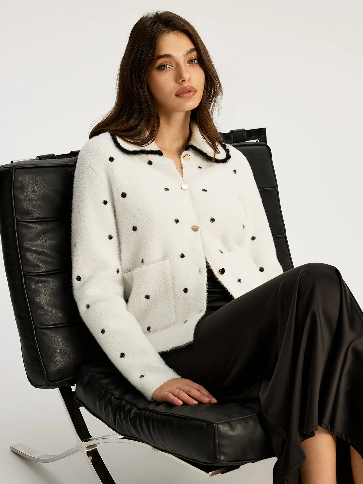 Nylon Polka Dot Knit Cardigan sold by COMMENSE product image thumbnail 3