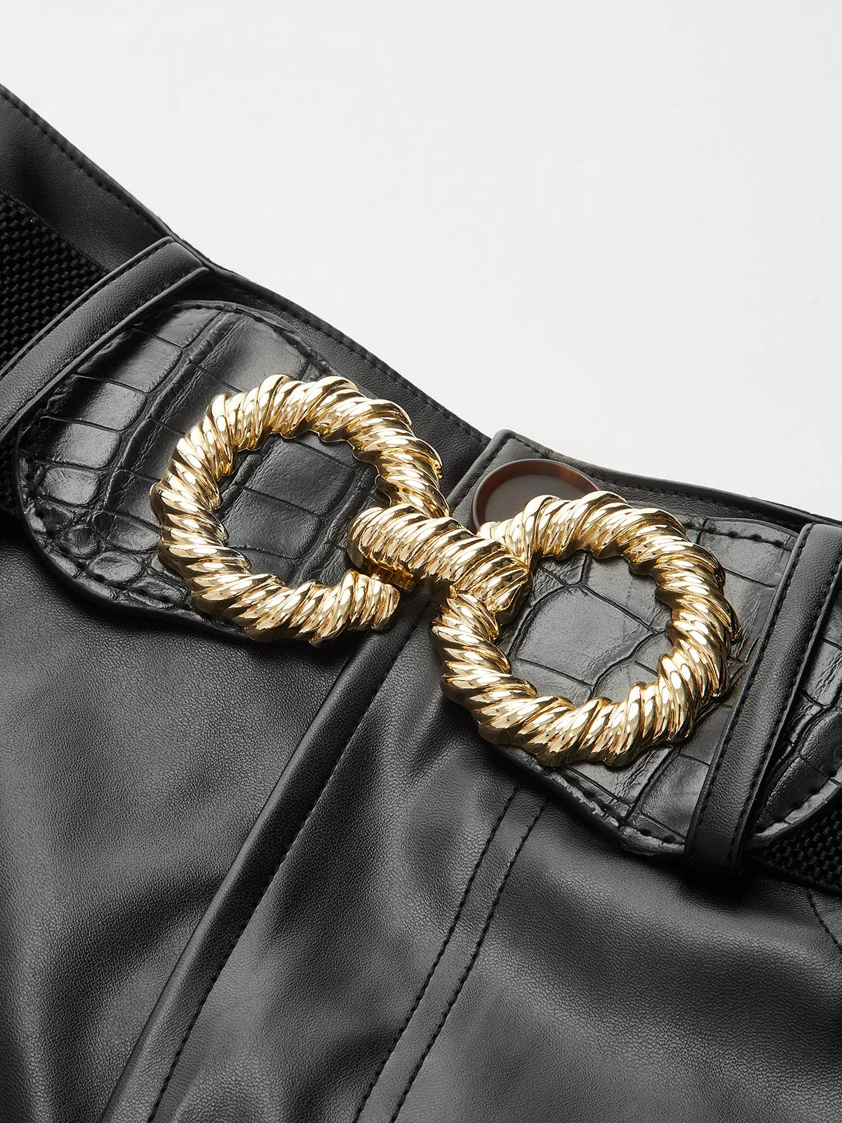Belted Faux Leather Shorts sold by COMMENSE product image thumbnail 4