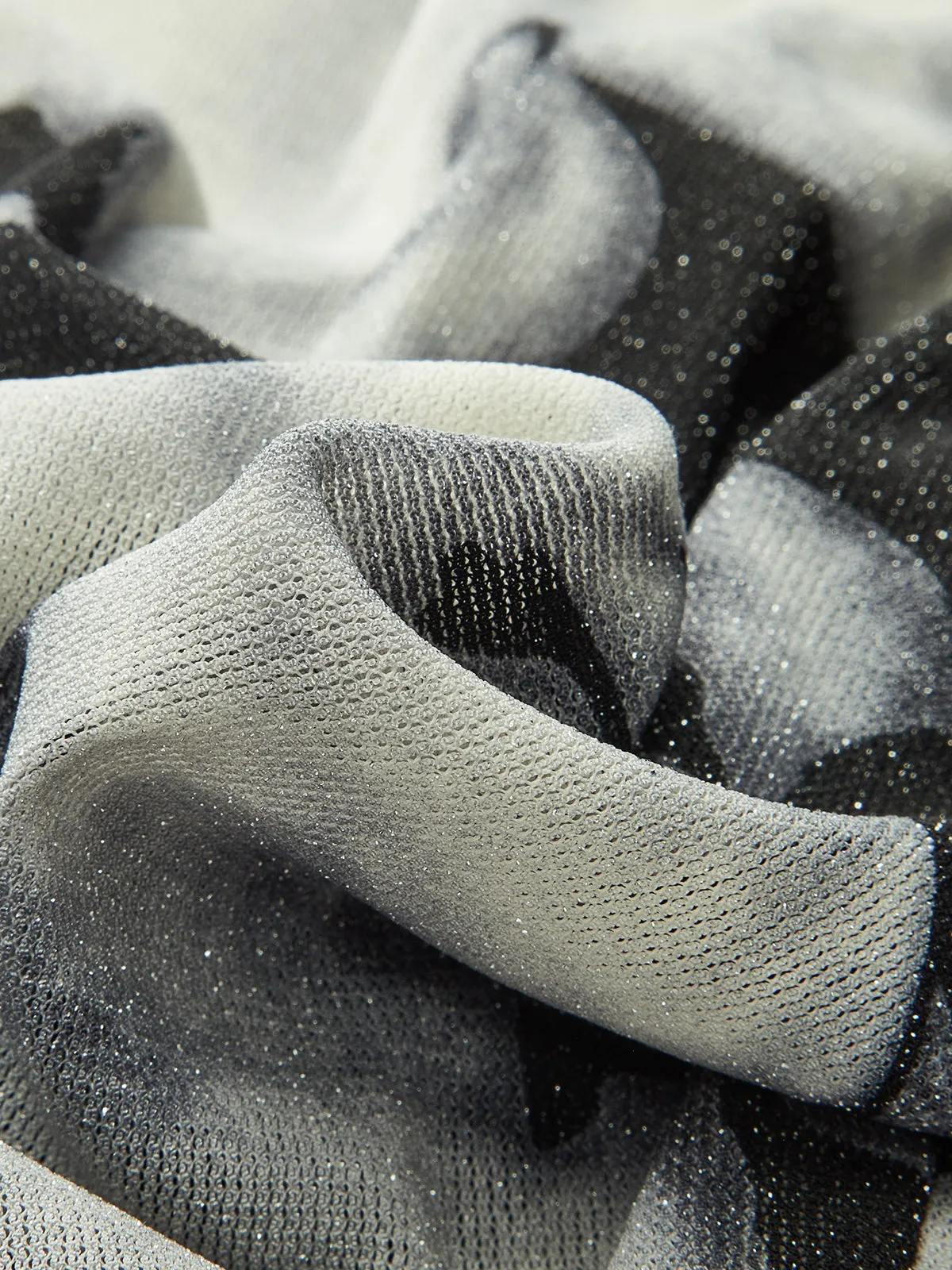 Semi-Sheer Long Sleeve Mesh Marble Print Wrap Blouse sold by COMMENSE product image thumbnail 4