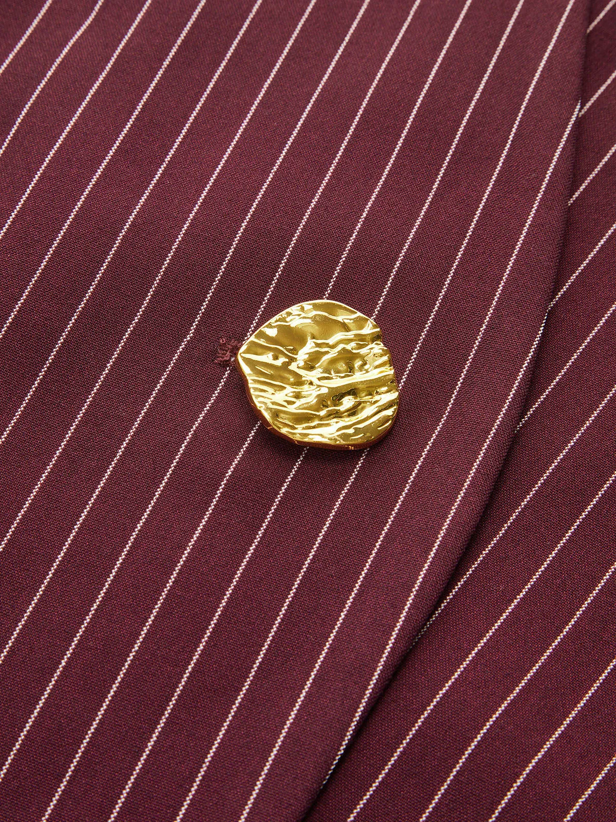 Striped V-Neck Blouse with Metal Button sold by COMMENSE product image thumbnail 4