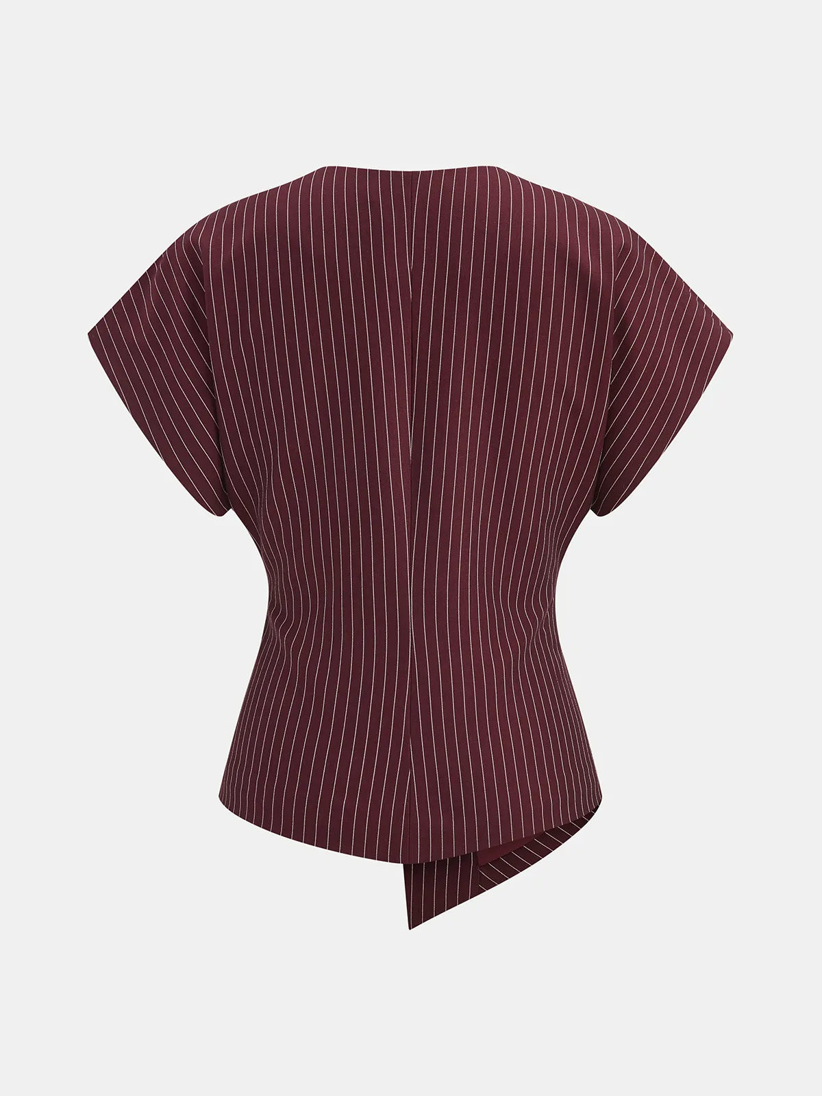 Striped V-Neck Blouse with Metal Button sold by COMMENSE product image thumbnail 2
