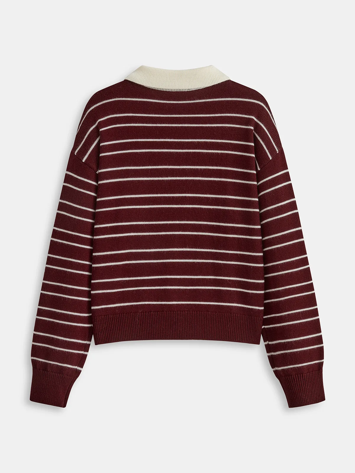 Striped Long Sleeved Knit Polo Top sold by COMMENSE product image thumbnail 3