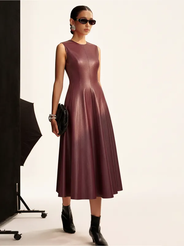 Faux Leather Pleated Dress sold by COMMENSE