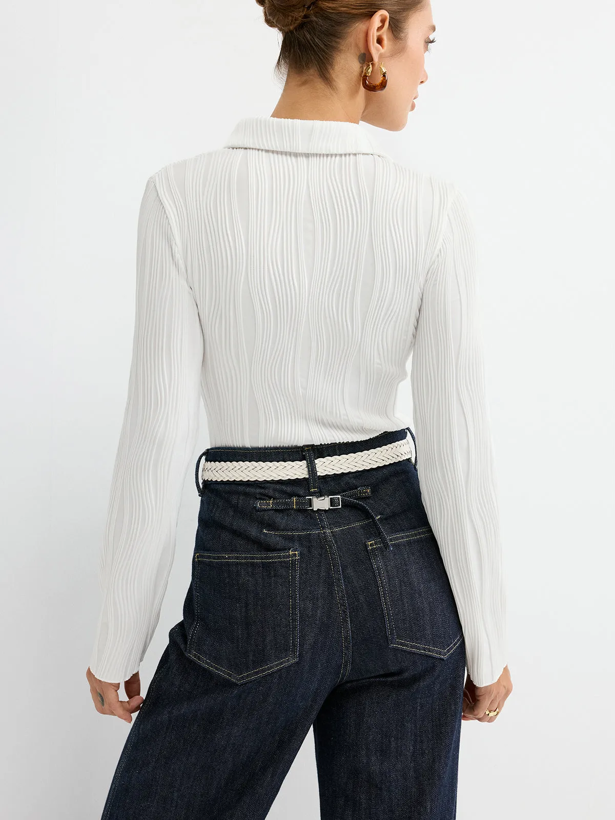 Textured Button-Down Shirt sold by COMMENSE product image thumbnail 5