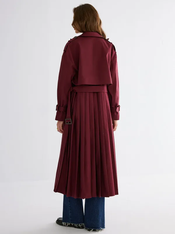 Pleated Hem Belted Trench Coat sold by COMMENSE