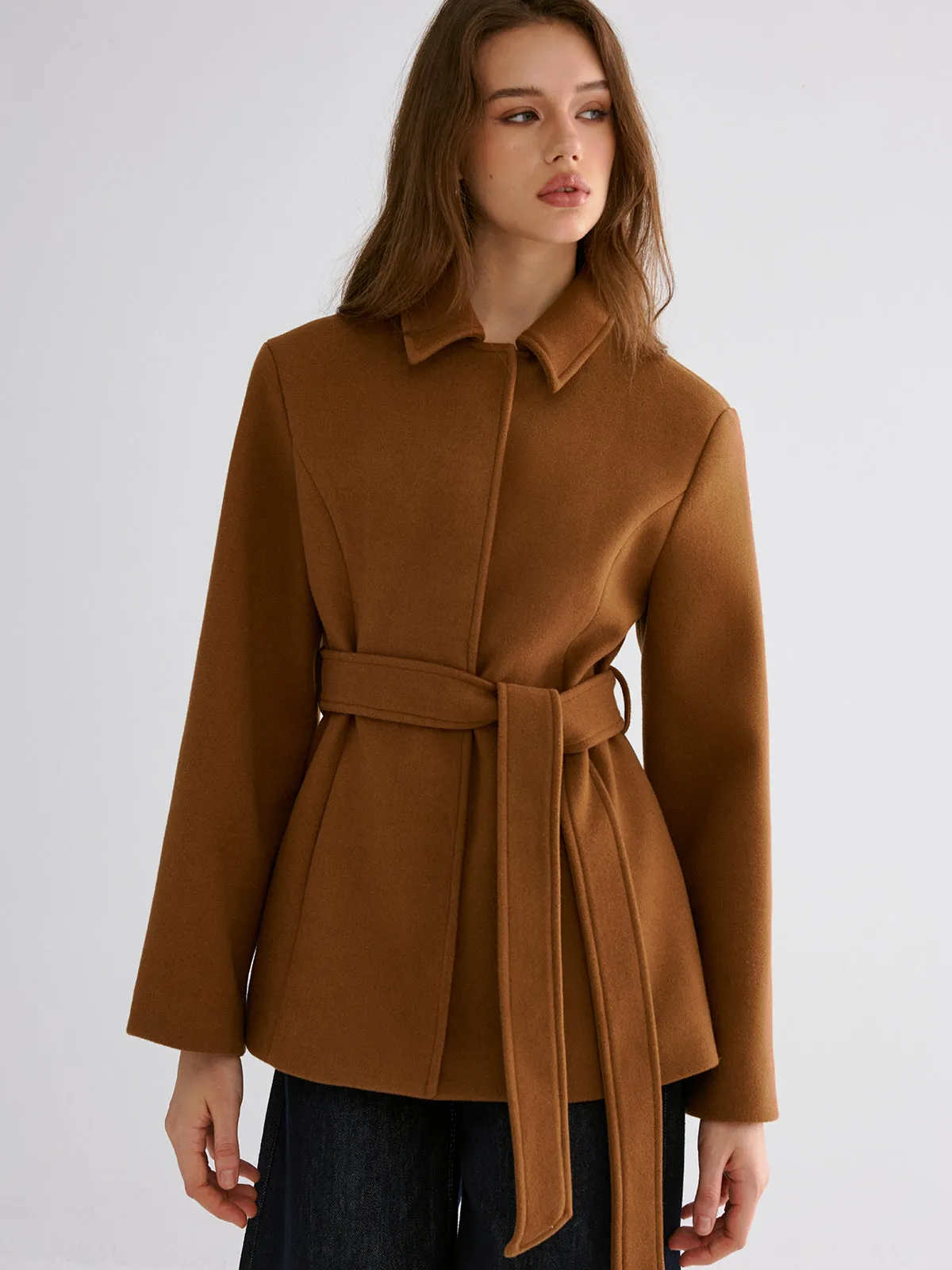 Smooth Wool Blend Balted Jacket sold by COMMENSE product image thumbnail 5