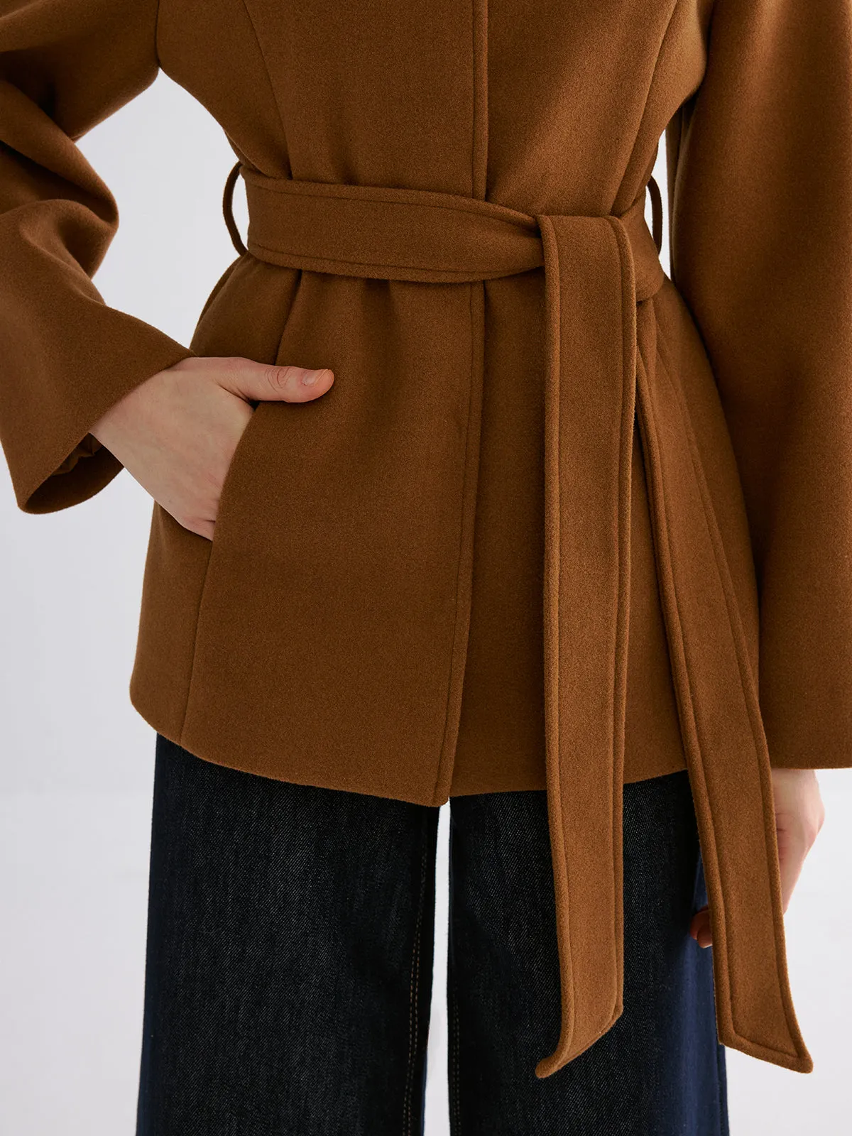 Smooth Wool Blend Balted Jacket sold by COMMENSE product image thumbnail 4