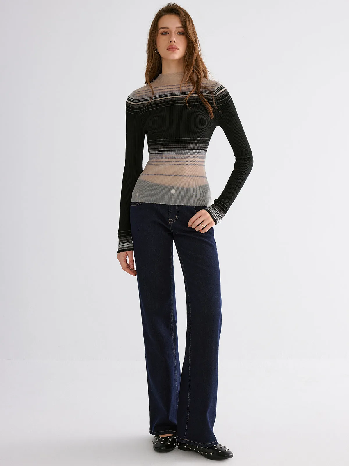 Gradient Mesh Knit Top sold by COMMENSE product image thumbnail 5