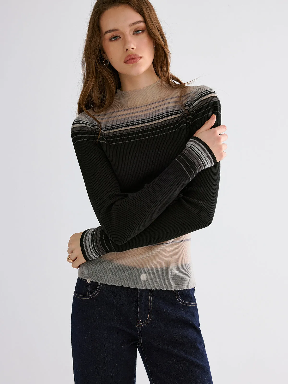Gradient Mesh Knit Top sold by COMMENSE product image thumbnail 4