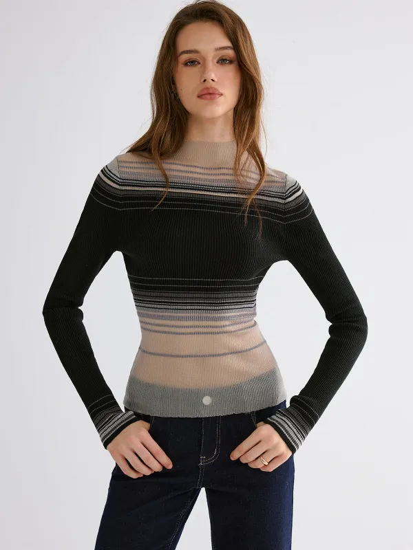 Gradient Mesh Knit Top sold by COMMENSE