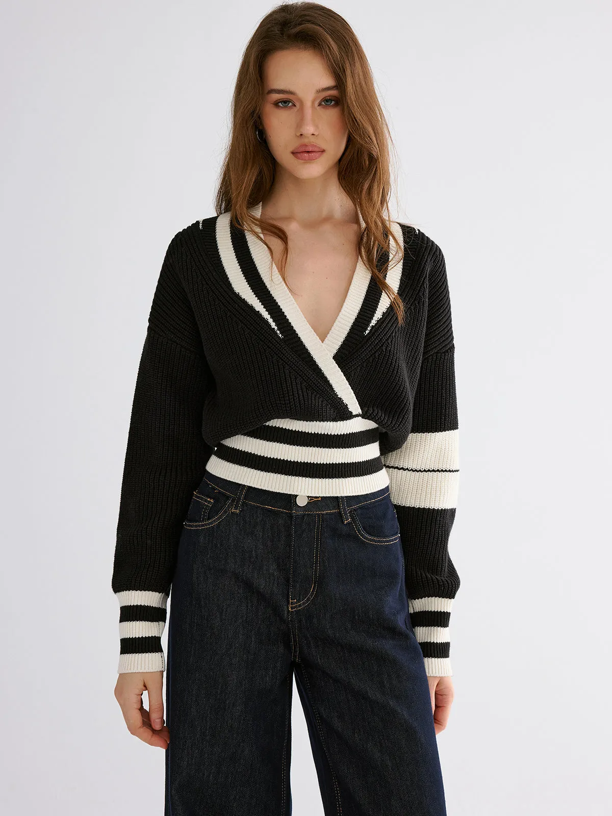 Striped Casual Knitted Sweater sold by COMMENSE product image thumbnail 4