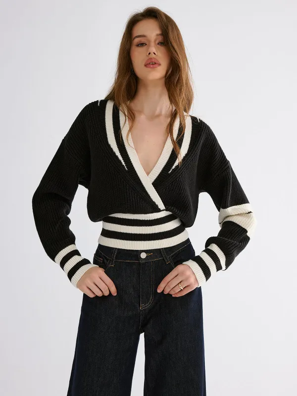 Striped Casual Knitted Sweater sold by COMMENSE