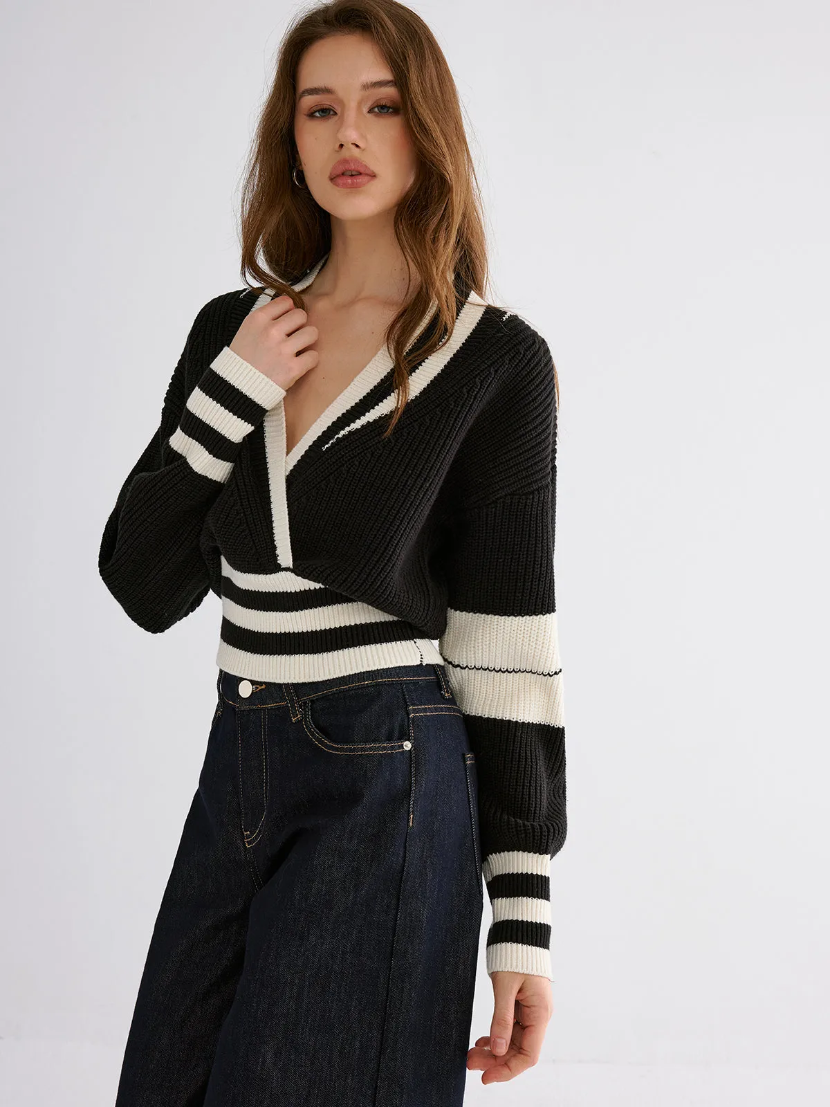 Striped Casual Knitted Sweater sold by COMMENSE product image thumbnail 2