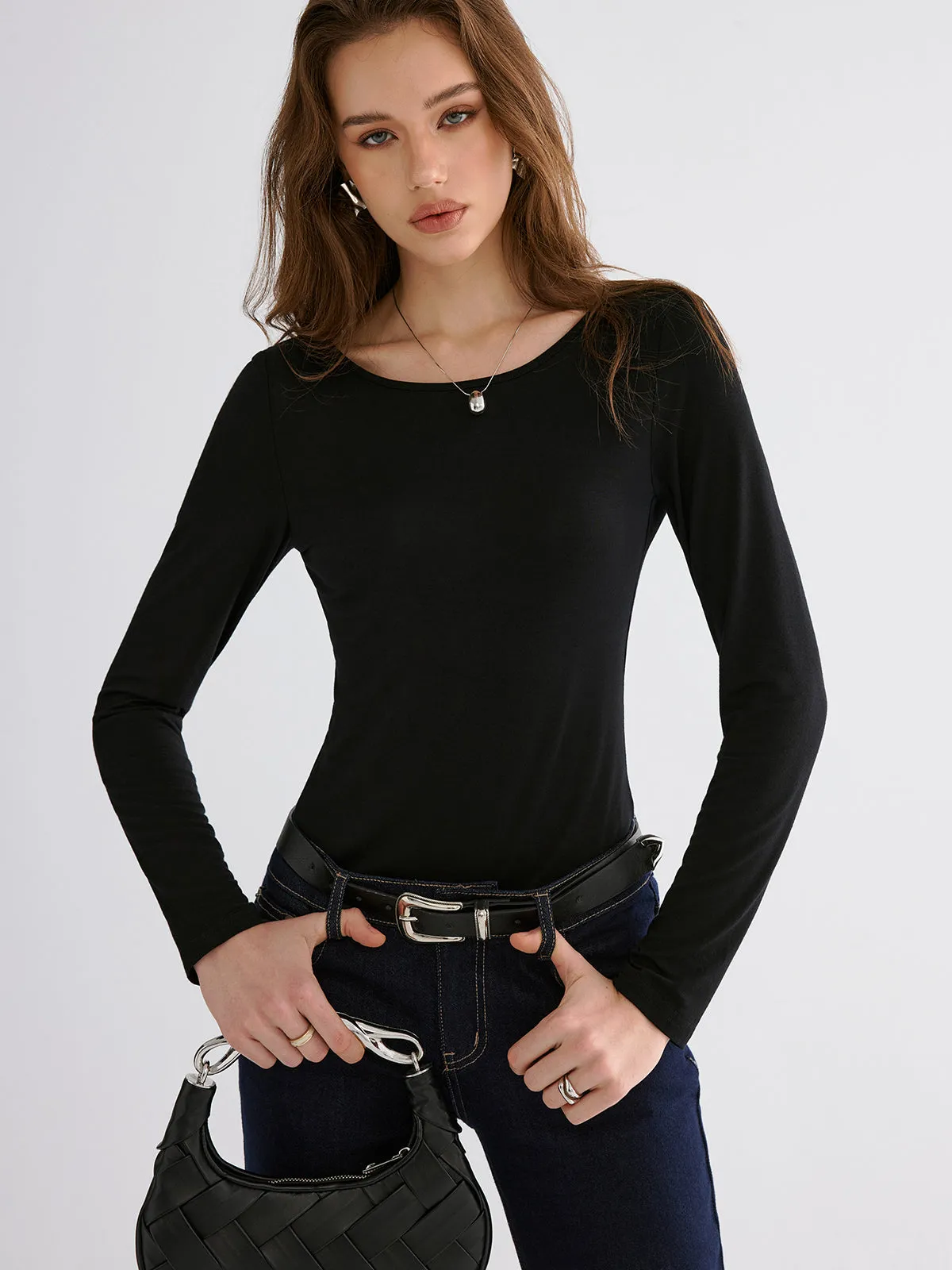 Butterfly Lace Back Long Sleeve Shirt sold by COMMENSE product image thumbnail 2