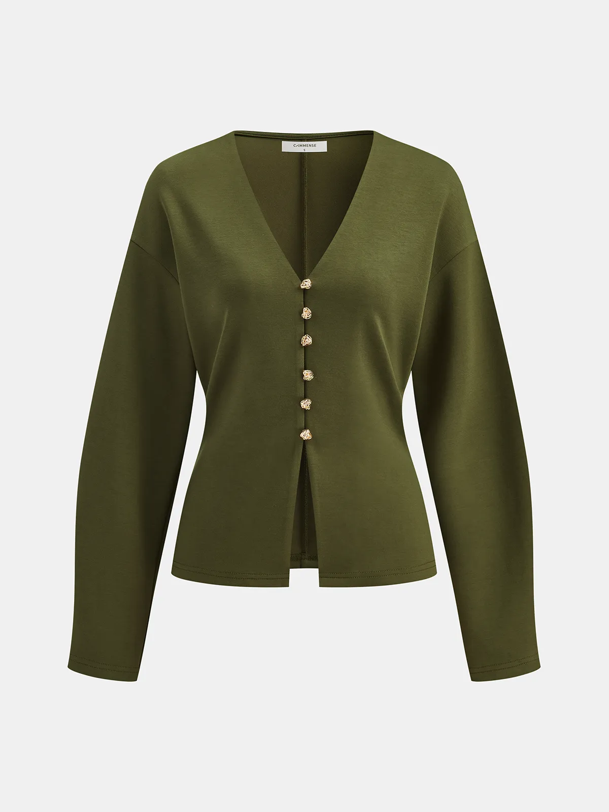 V-neck Longline Fitted Waist Cardigan sold by COMMENSE product image thumbnail 2