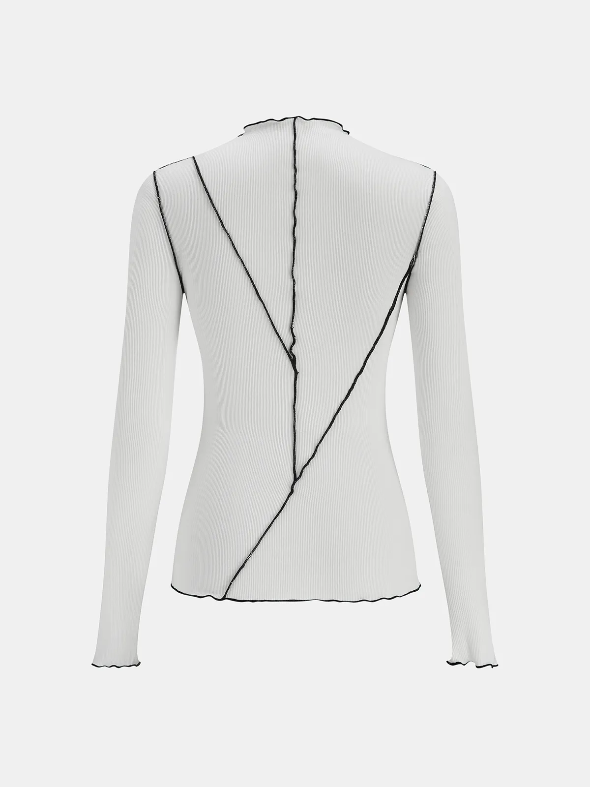 Contrast Stitch Round Neck Long-sleeve Top sold by COMMENSE product image thumbnail 3