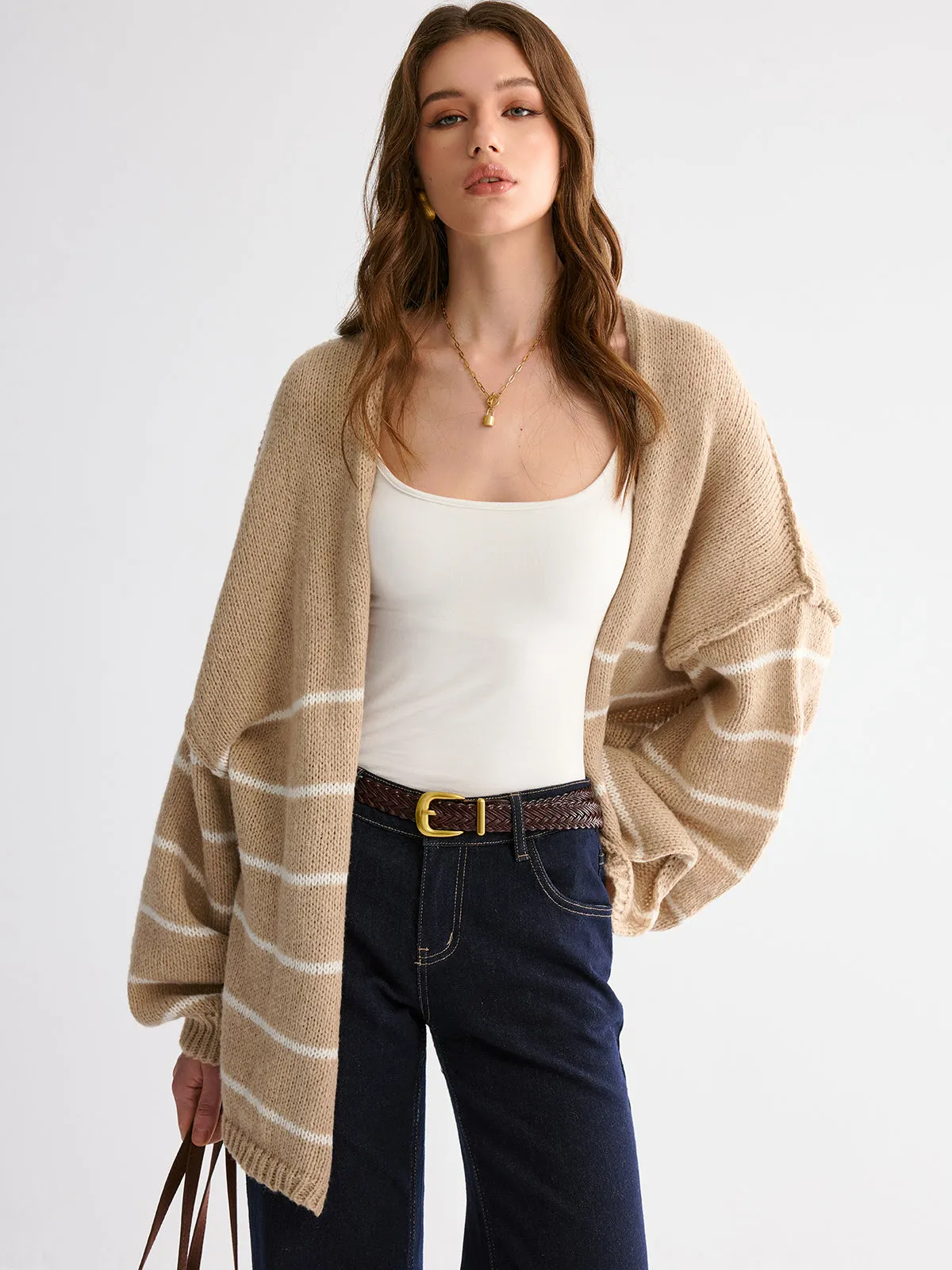 Brushed Striped Cardigan sold by COMMENSE product image thumbnail 5