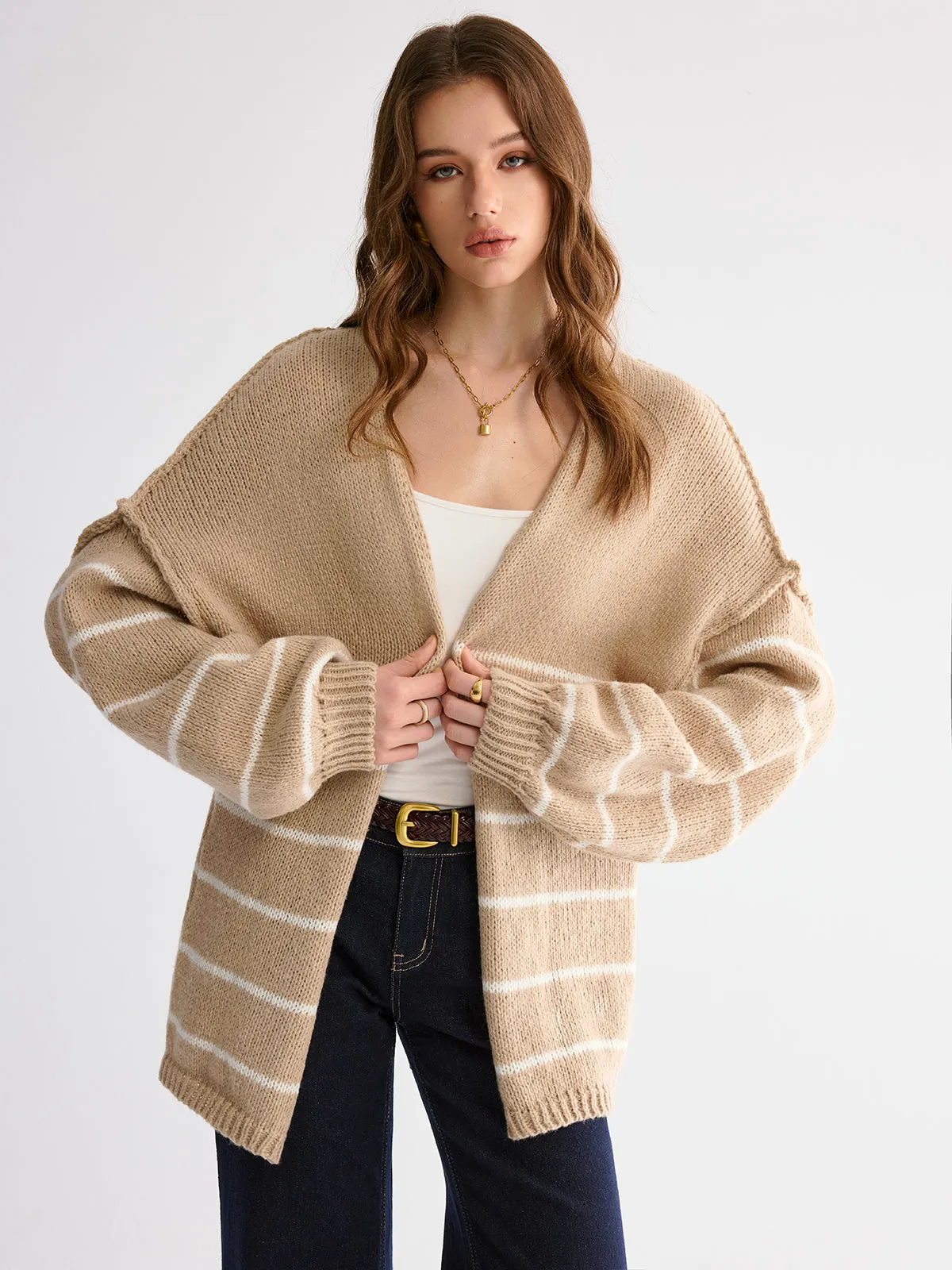 Brushed Striped Cardigan sold by COMMENSE product image thumbnail 2