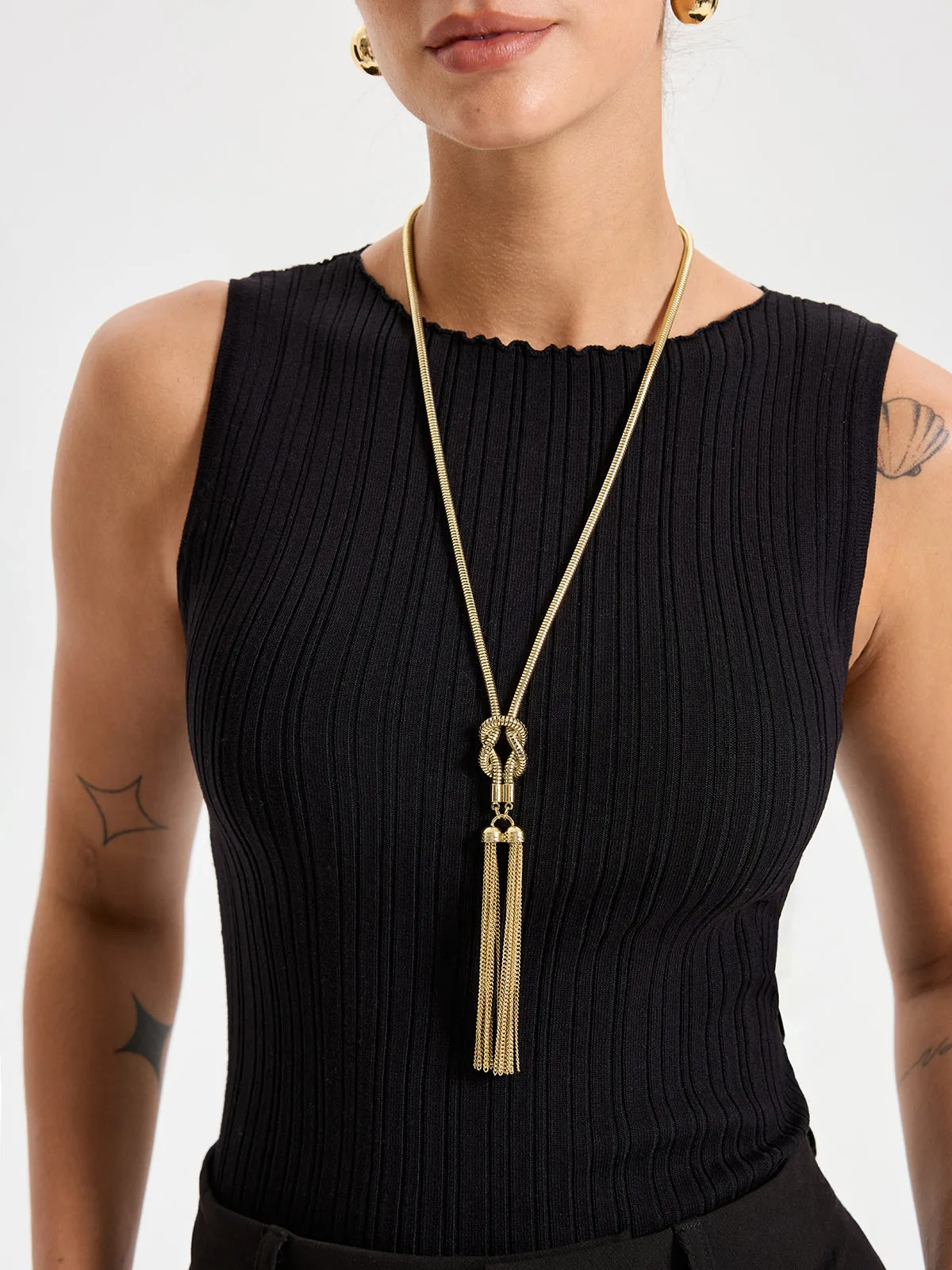 Tassel Knot Long Necklace sold by COMMENSE