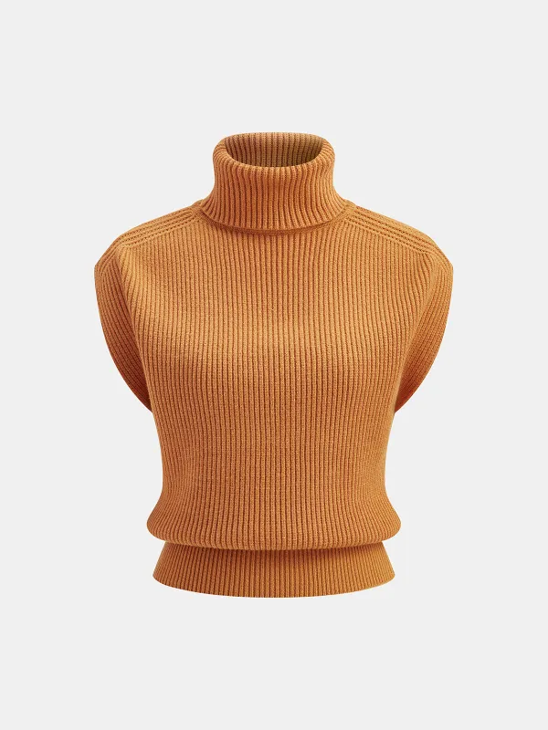 Turtleneck Sleeveless Sweater Vest sold by COMMENSE