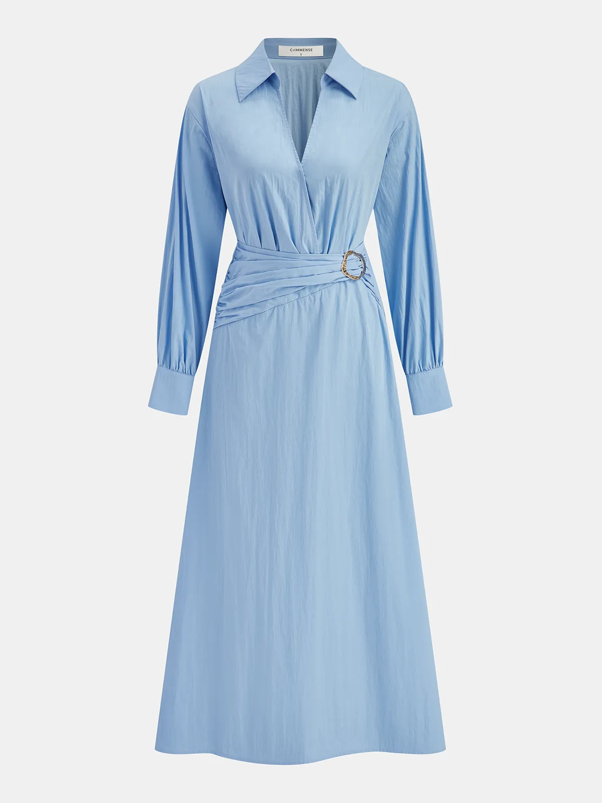 V-neck Collared Maxi Dress sold by COMMENSE