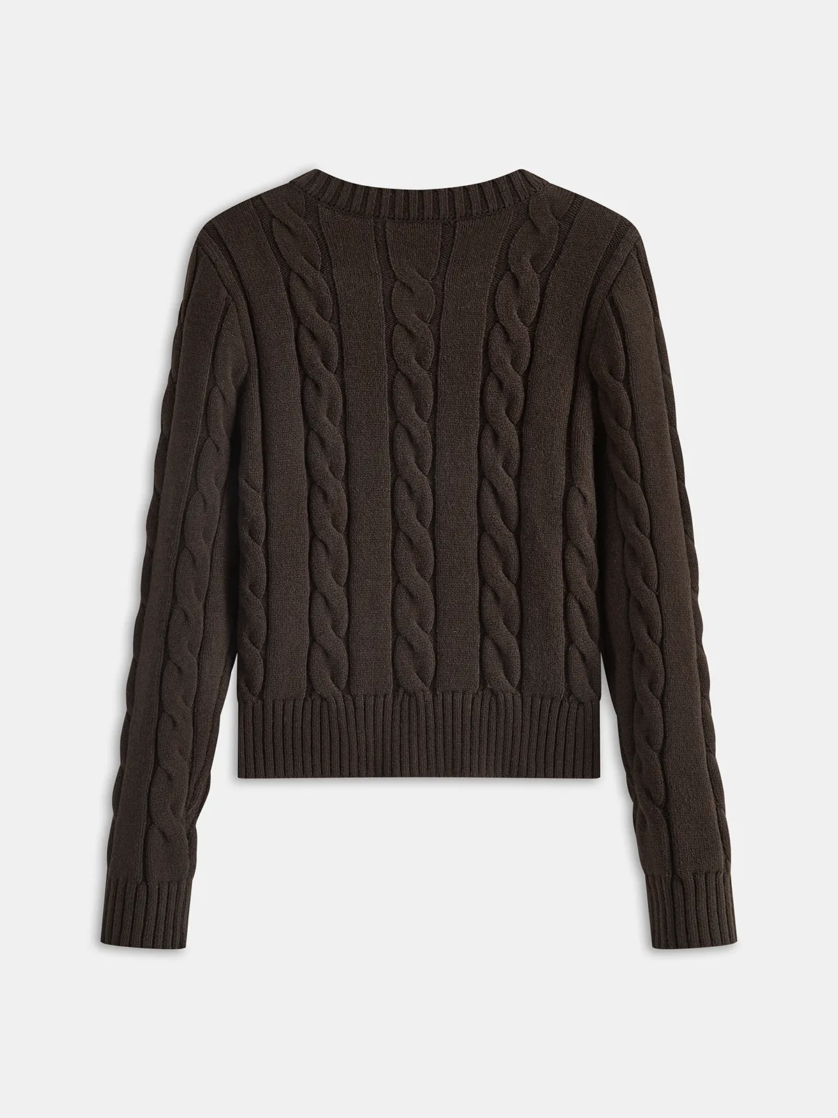 Cable Knit Round Neck Cardigan sold by COMMENSE product image thumbnail 2