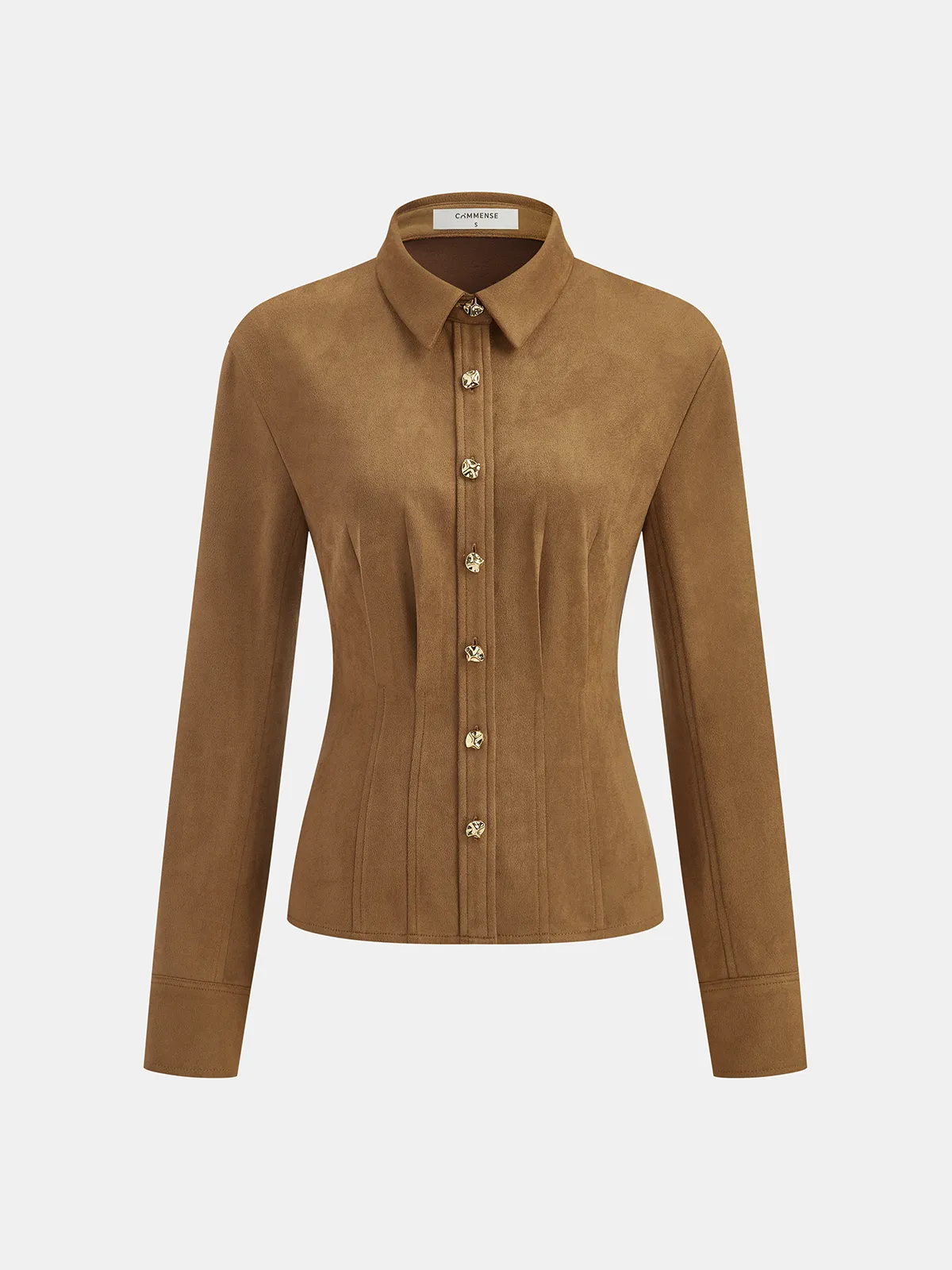 Pleat Collared Suede Shirt sold by COMMENSE product image thumbnail 2