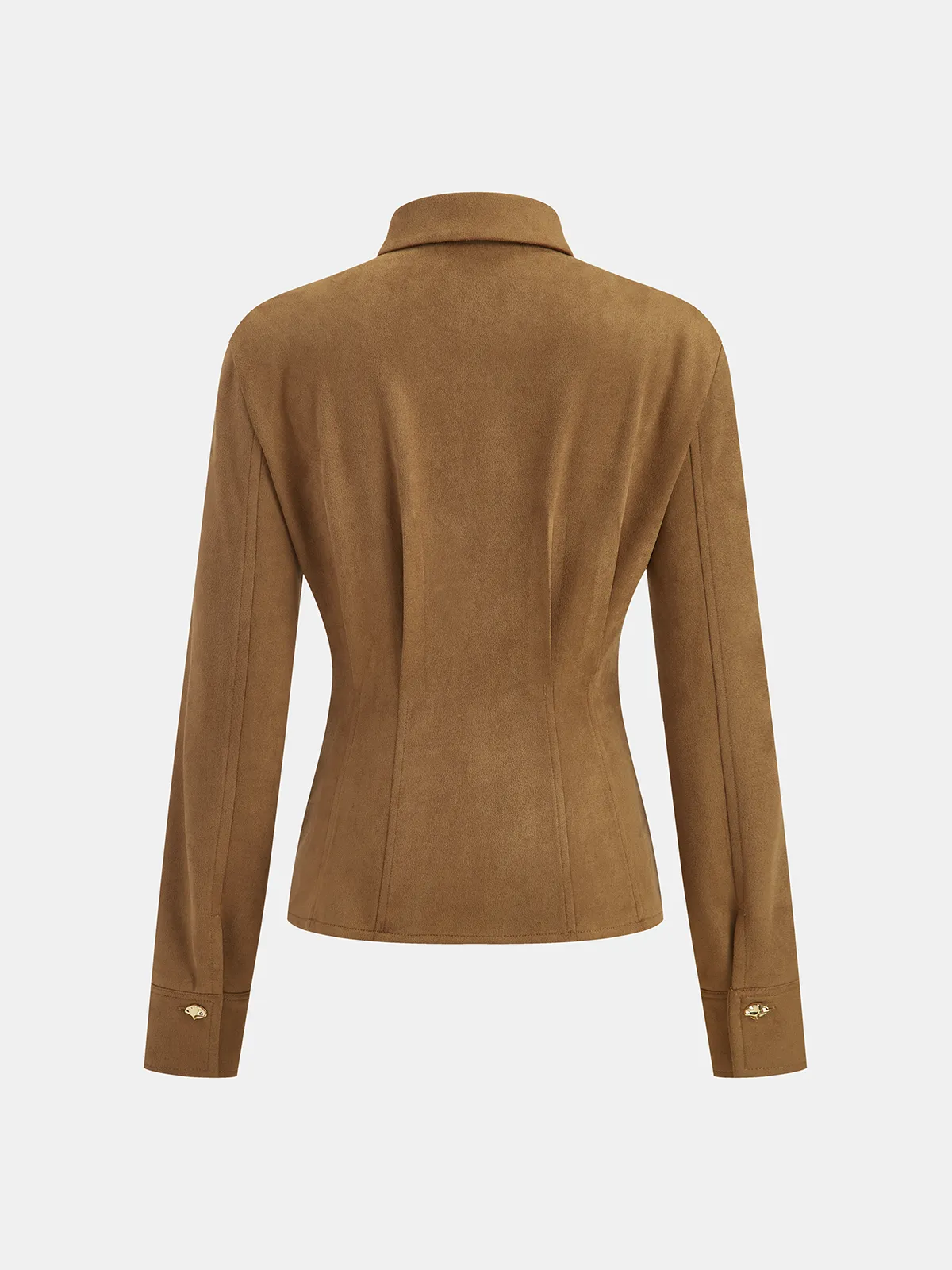 Pleat Collared Suede Shirt sold by COMMENSE product image thumbnail 3