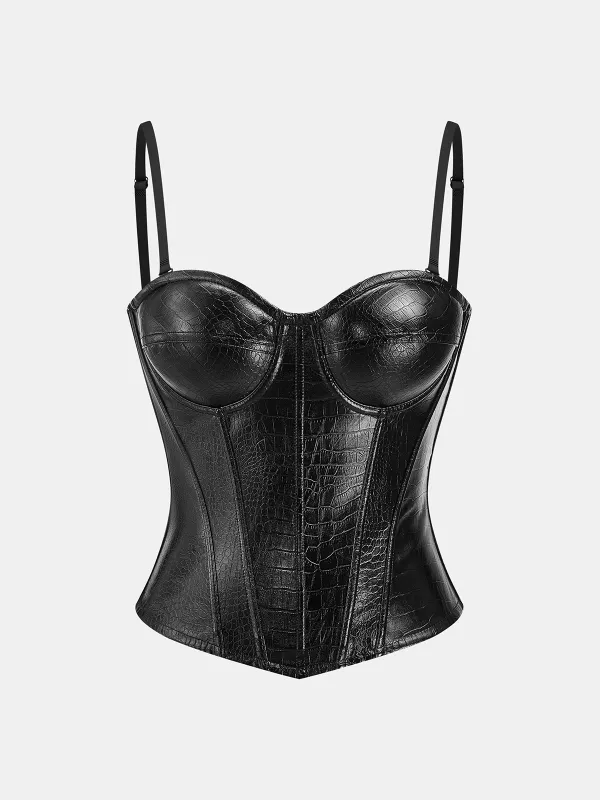 Crocodile Embossed Corset Top sold by COMMENSE