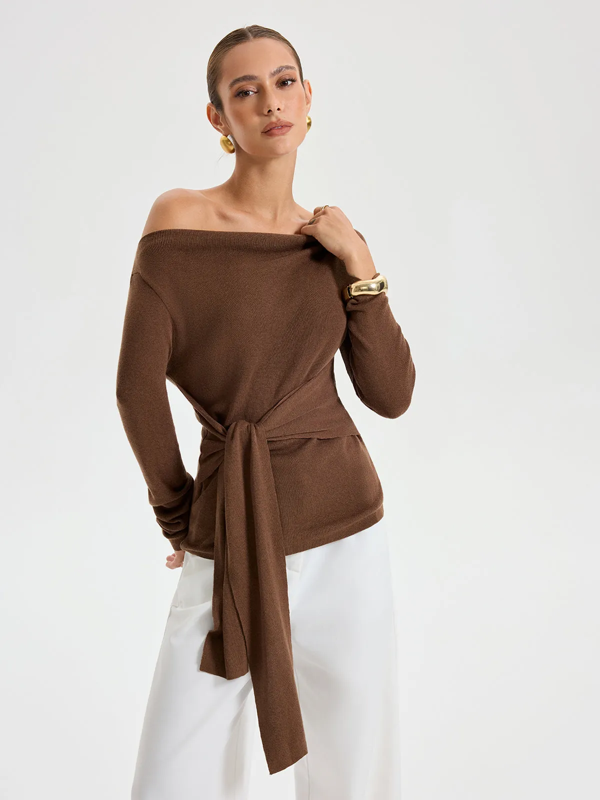 Wide Neck Tie Front Top sold by COMMENSE product image thumbnail 3