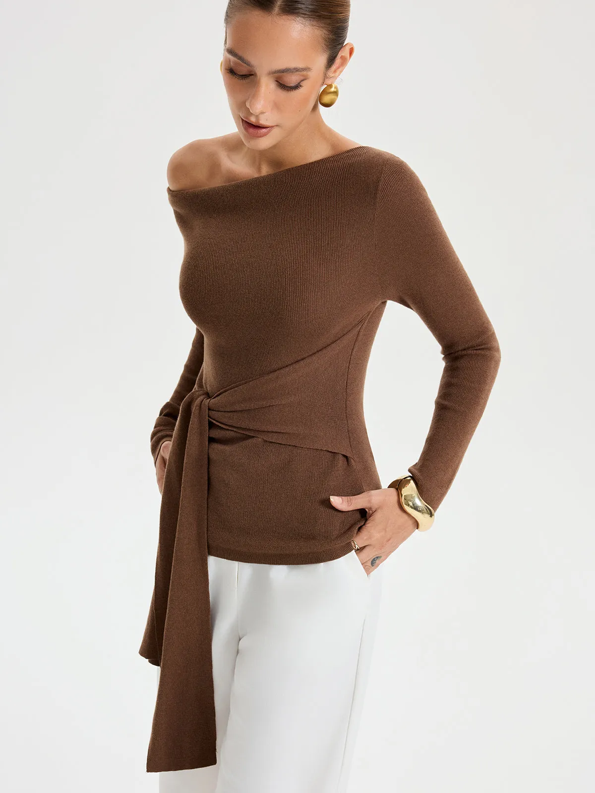 Wide Neck Tie Front Top sold by COMMENSE product image thumbnail 2