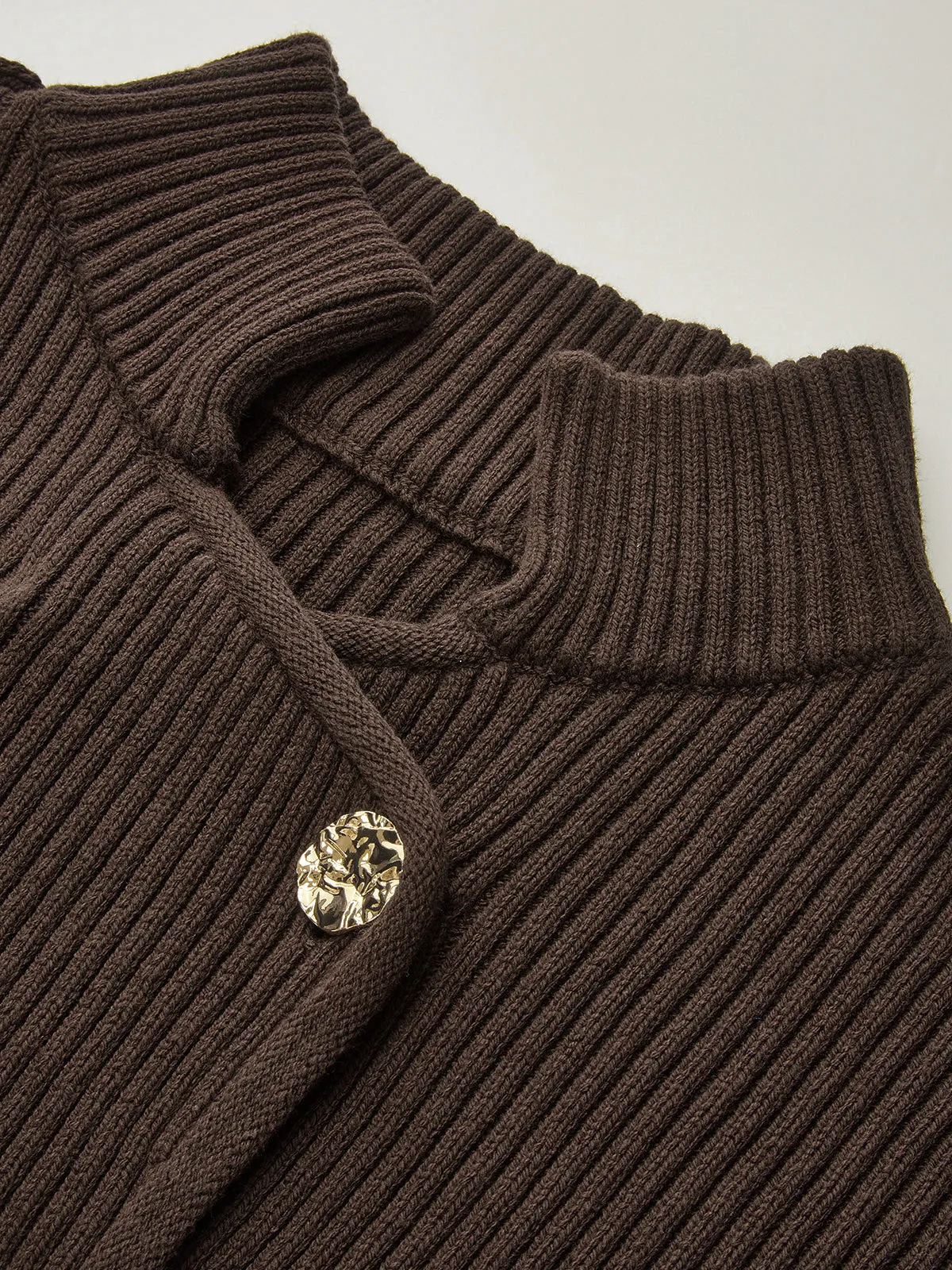 Stand Collar Asymmetric Button Cardigan sold by COMMENSE product image thumbnail 4