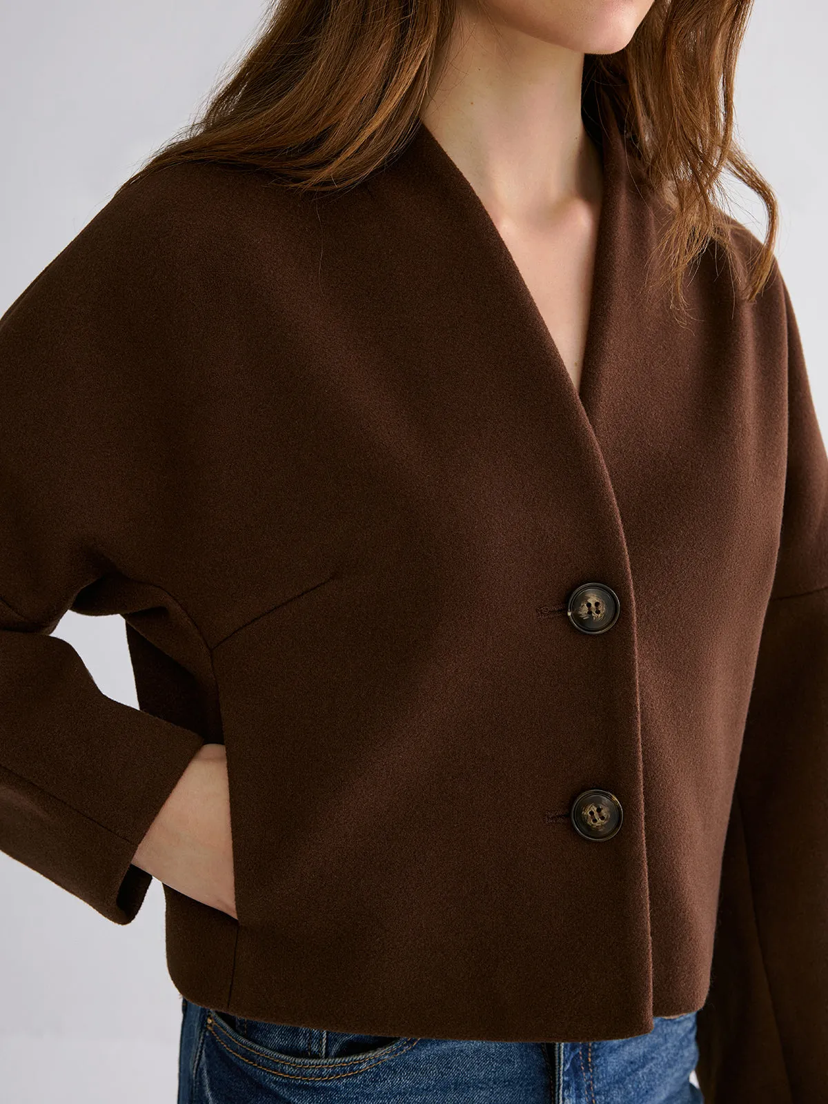 Wool-Blend Cropped Jacket sold by COMMENSE product image thumbnail 3