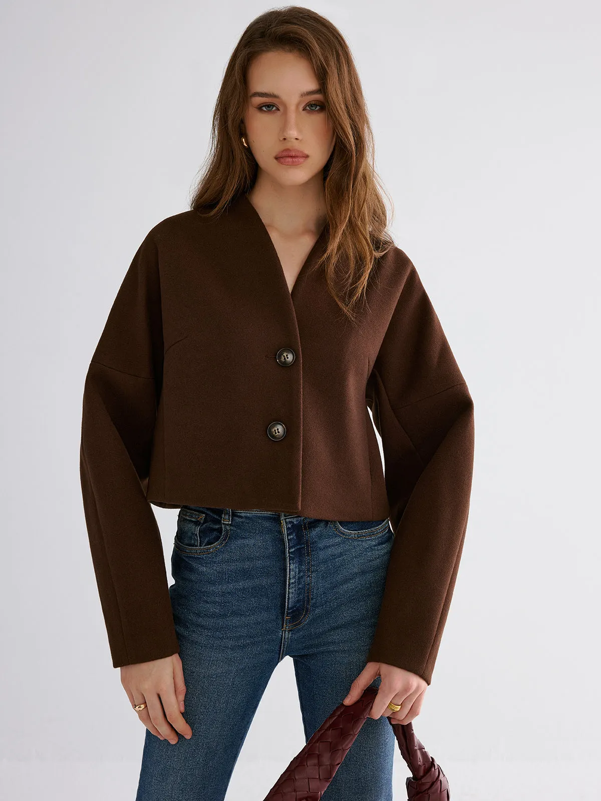Wool-Blend Cropped Jacket sold by COMMENSE