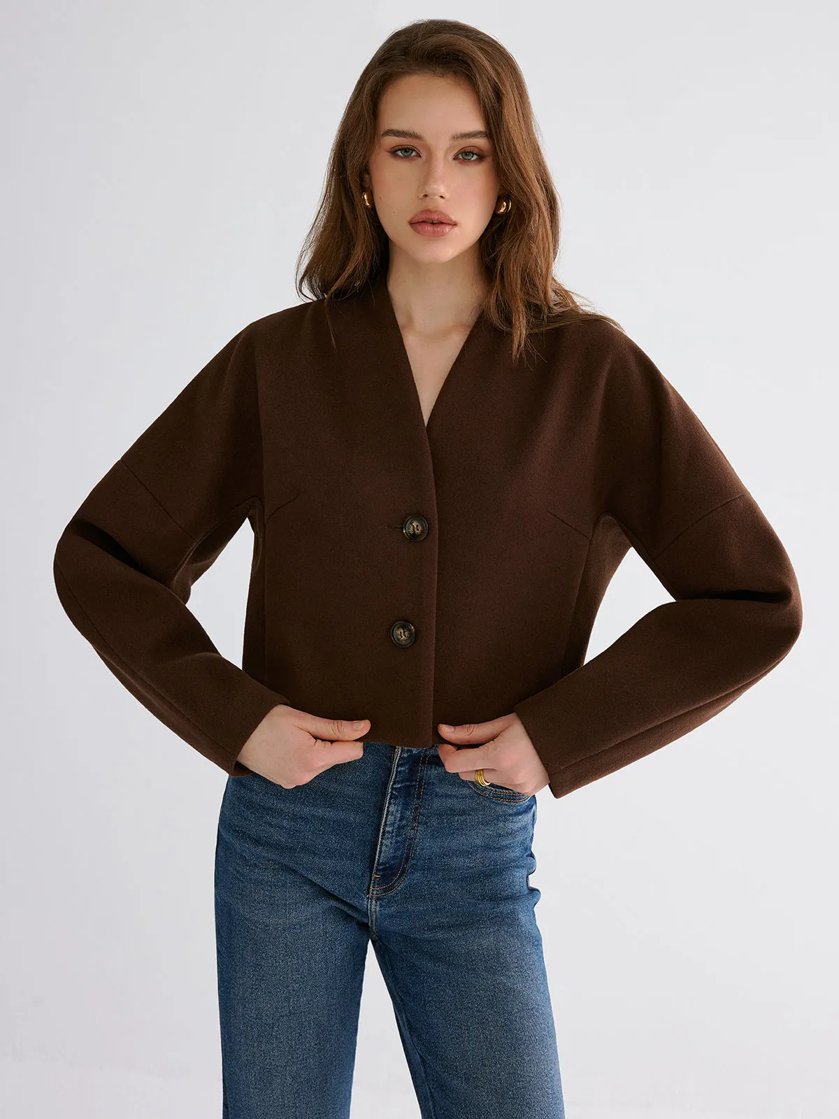 Wool-Blend Cropped Jacket sold by COMMENSE product image thumbnail 5
