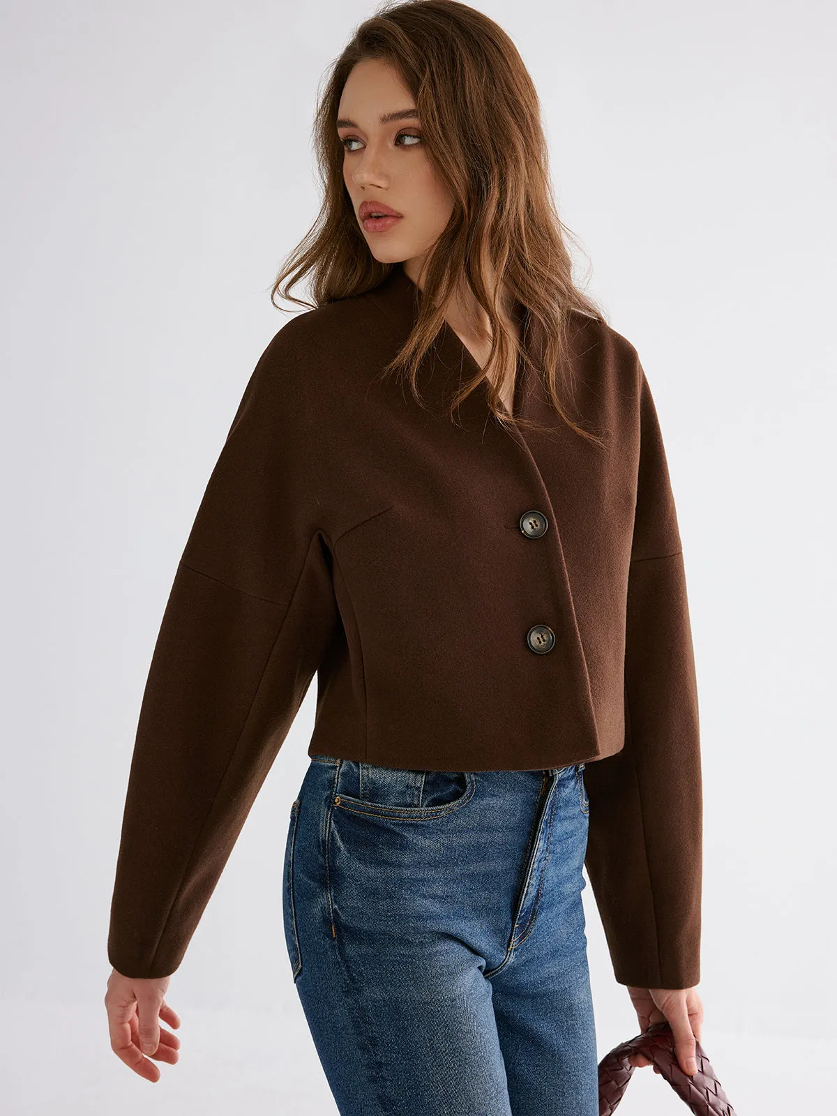 Wool-Blend Cropped Jacket sold by COMMENSE product image thumbnail 2