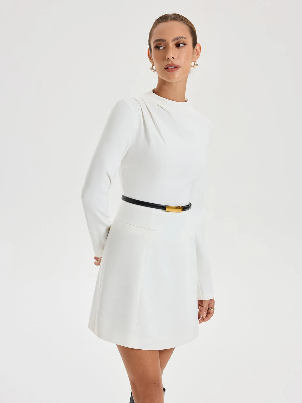 Shoulder-ruched Minimal Dress sold by COMMENSE product image thumbnail 5