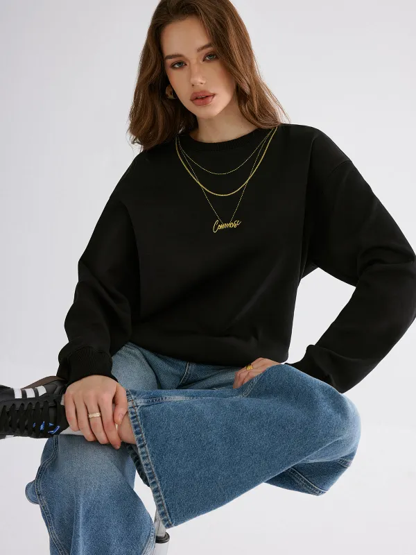 Golden Chain Embroidery Sweatshirt sold by COMMENSE